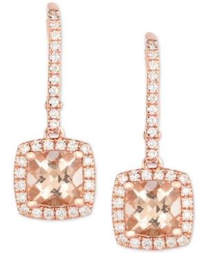 Morganite (1-3/4 Ct. T.w.) & Diamond (3/8 Ct. T.w.) Drop Earrings In 14k Rose Gold
