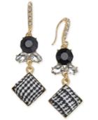 I.n.c. Gold-tone Stone & Tweed Drop Earrings, Created For Macy's