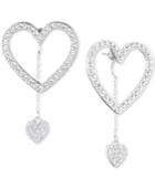 Givenchy Silver-tone Pave Heart Front-and-back Earrings