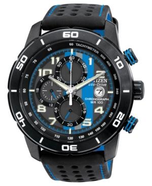 Citizen Watch, Men's Chronograph Eco-drive Black Polyurethane-coated Leather Strap 45mm Ca0467-03e