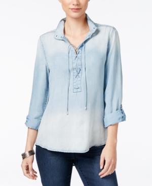 Vintage America Lace-up Denim Shirt