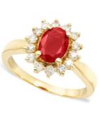 Royalty Inspired By Effy Ruby (1-3/8 Ct. T.w.) And Diamond (3/8 Ct. T.w.) Oval Ring In 14k Gold