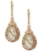 Lonna & Lilly Gold-tone Abalone Teardrop Drop Earrings