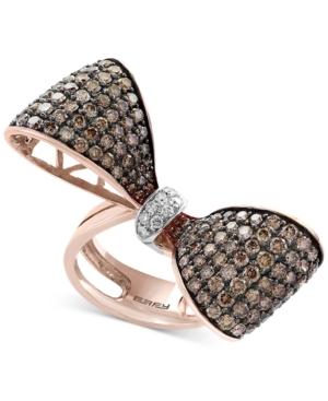 Effyespresso Diamond Bow Ring (3-3/8 Ct. T.w.) In 14k Rose Gold And Black Rhodium Plate