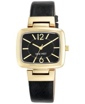 Nine West Women's Black Leather Strap Watch 37x36mm Nw-1840bkbk