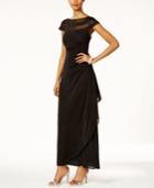Msk Glitter Illusion Faux-wrap Gown