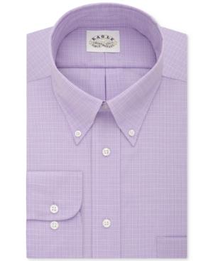 Eagle Men's Non-iron Classic-fit Flex Collar Lavender Check Dress Shirt
