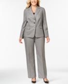 Le Suit Plus Size Three-button Tweed Pantsuit