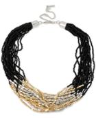 Kenneth Cole New York Two-tone Black Beaded Torsade Collar Necklace