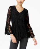Alfani Petite Lantern-sleeve Burnout Top, Only At Macy's