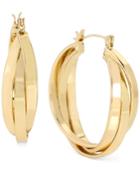 Hint Of Gold Triple Hoop Earrings In 14k Gold-plating