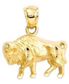 14k Gold Charm, Diamond-cut Buffalo Charm