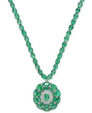 Emerald (45 Ct. T.w.) And Diamond (1/8 Ct. T.w.) Pendant Necklace In Sterling Silver