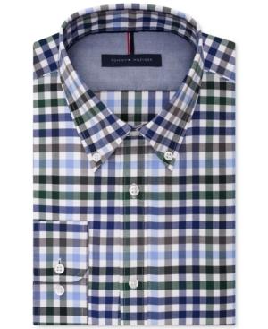 Tommy Hilfiger Men's Slim-fit Non-iron Navy Check Dress Shirt