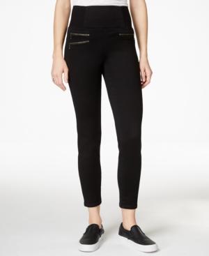 Material Girl Juniors' Triple-zip Caviar Black Wash Skinny Jeans, Only At Macy's