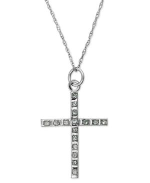 14k White Gold Necklace, Diamond Accent Cross Pendant