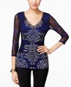 Inc International Concepts Petite Printed Ruched Top, Only At Macy's