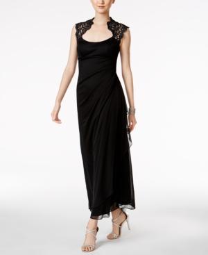 X By Xscape Petite Lace-trim Gown