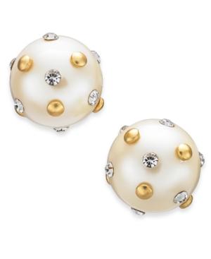 Kate Spade New York Gold-tone Pave & Imitation Pearl Stud Earrings