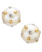 Kate Spade New York Gold-tone Pave & Imitation Pearl Stud Earrings