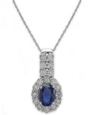 Sapphire (1-1/10 Ct. T.w.) And Diamond (1/4 Ct. T.w.) Oval Pendant In 14k White Gold