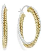 Twisted Double Hoop Earrings In 24k Gold Over Sterling Silver And Sterling Silver