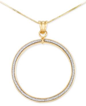 Italian Gold Swarovski Zirconia Glitter Hoop Pendant Necklace In 14k Gold
