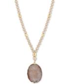 Lucky Brand Gold-tone Beaded Druzy Stone Pendant Necklace, 30 + 2 Extender