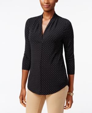 Charter Club Dot-print V-neck Top, Only At Macy's