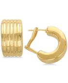 Ridged Huggie Hoop Earrings In 14k Gold