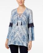 Style & Co. Crochet-trim Printed Top, Only At Macy's