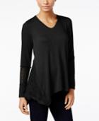 Style & Co. Petite Crochet-trim Asymmetrical Top, Only At Macy's