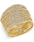 Abs By Allen Schwartz Gold-tone Pave Crystal Stretch Bracelet