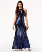 Morgan & Company Juniors' Sequined Open-back Gown