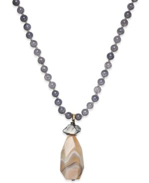Paul & Pitu Naturally 14k Gold-plated Agate And Quartz Pendant Necklace