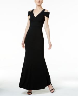 Calvin Klein Crepe Cold-shoulder Gown