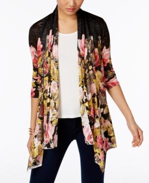 Inc International Concepts Draped Floral-print Cardigan, Only At Macy's