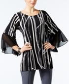 Alfani Printed Flare-sleeve Top, Created For Macy's