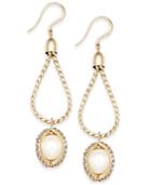 Charter Club Gold-tone Imitation Pearl Twisted Linear Earrings, Only At Macy's