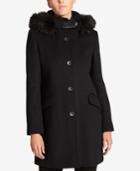 Dkny Faux-fur-trim Hooded Coat