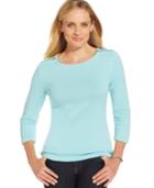 Karen Scott Solid Zip-shoulder Sweater, Only At Macy's