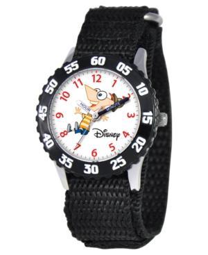 Disney Watch, Kid's Phineas Time Teacher Black Velcro Strap 31mm W000156