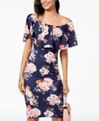 Almost Famous Juniors' Printed Ruffle Off-the-shoulder Dress