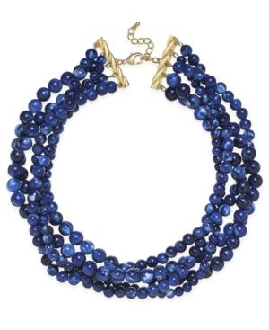 Charter Club Gold-tone Blue Bead Torsade Necklace, Only At Macy's