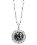 Sterling Silver Necklace, Black And White Diamond Circle Pendant (1/2 Ct. T.w.)