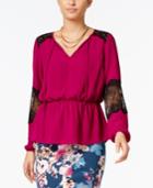 Thalia Sodi Lace-trim Peasant Top, Only At Macy's