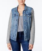 Jessica Simpson Peri Knit-sleeve Denim Jacket