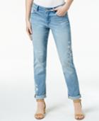 Style & Co Embroidered Keyes Wash Boyfriend Jeans, Only At Macy's