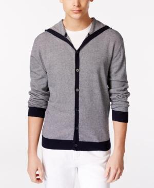 Ryan Seacrest Distinction Striped Button-front Hoodie Cardigan, Only At Macy's