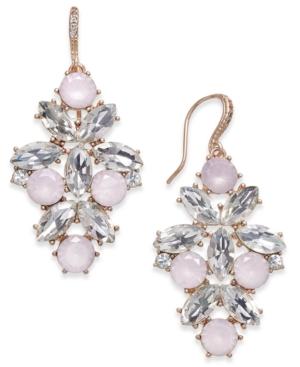 Charter Club Rose Gold-tone Crystal & Pink Stone Drop Earrings, Created For Macy's